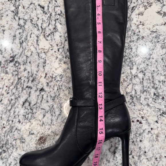 TAELYNN Black Leather Knee-High Platform Heeled Boots Size 9.5 - Picture 7 of 8